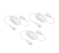 sourcing map LED Bande Gradateur Commutateur 5V CC USB Femelle à Mâle Rallonge Cordon avec Rotatif Commutateur Contrôleur pour LED Bandes Lumineuses, Blanc Paquet de 3