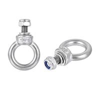 sourcing map Levage Anneau Boulon M6 x 12mm Mâle Fil avec Hexagonal Vis Écrou Joint Plat Rondelle pour Suspendu 304 Acier Inox 2 Ensembles