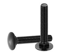 sourcing map Lot de 10 boulons de carrosserie M10 x 60 mm en acier inoxydable 18-8 (304) à tête ronde et à col carré, vis en oxyde noir pour accessoires de fixation - Noir
