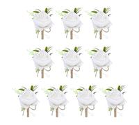 sourcing map Lot de 10 boutonnières pour homme - Rose blanche - Bracelet avec épingles pour cérémonie de mariage, anniversaire, dîner