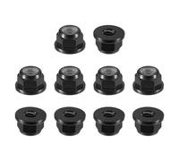 sourcing map Lot de 10 écrous de verrouillage hexagonaux en nylon - M2,5 x 0,45 mm en alliage d'aluminium, écrous de verrouillage à bride anodisée pour fixations (noir)