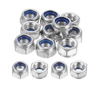 sourcing map Lot de 10 écrous de verrouillage pour gaucher, M8 x 1,25 mm, filetage en acier inoxydable 304, écrous de verrouillage hexagonaux en nylon pour assemblage et fixation, argenté
