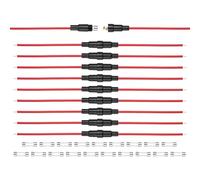 sourcing map Lot de 10 porte-fusibles à vis en ligne 5 x 20 mm, 250 V 10 A à soufflage rapide avec fil 16 AWG 20 cm et fusibles en verre à soufflage rapide F10 A 250 V
