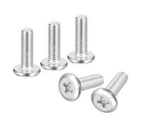 sourcing map Lot de 10 vis à tête cruciforme à tête ronde plate M5 x 16 mm, en acier inoxydable 304, filetage complet, finition brillante, vis de connexion pour meubles