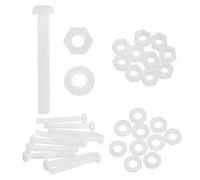 sourcing map Lot de 10 vis à tête ronde cruciforme en nylon PA66 M8 x 60 mm avec rondelles plates et écrous hexagonaux pour assemblage de machines à faire soi-même, blanc