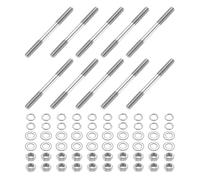 sourcing map Lot de 10 vis à tige à double extrémité, M5 x 60 mm en acier inoxydable 304 à double filetage avec écrous et rondelles plates et de verrouillage, boulon fileté à double extrémité pour