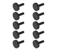 sourcing map Lot de 10 vis moletées M6 x 25 mm, vis moletées à tête plate en acier noir plaqué zinc, boulons à tête moletée, boutons de serrage, fixations filetées