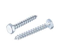 sourcing map Lot de 10 vis tire-fond hexagonales M10 x 60 mm en acier au carbone plaqué zinc demi-filetage autotaraudeuses pour vis à bois