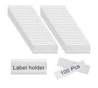 sourcing map Lot de 100 porte-étiquettes en fil de plastique, 10 x 4 cm, autocollantes, transparentes, réutilisables, avec papier pour le stockage du marché