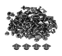 sourcing map Lot de 100 rivets à pointes pyramidales de 10 mm pour décoration de vêtements, ceintures, sacs, chaussures, pistolet, noir