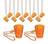 sourcing map Lot de 12 colliers en verre à liqueur de 56,7 g sur collier de perles, gobelets en plastique à rayures pour fêtes, anniversaires, mariages, festivals, orange