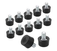 sourcing map Lot de 12 pieds de meubles à filetage M6, 15 x 9 mm, réglables à visser pour pieds de chaise, tabouret, noir