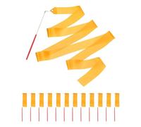 sourcing map Lot de 12 rubans de danse orange-jaune pour gymnastique, décoration de fête d'anniversaire, ruban de carnaval de cirque de 2 m avec baguettes