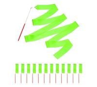sourcing map Lot de 12 rubans de danse verts, rubans de gymnastique à tourbillonner pour décoration de fête d'anniversaire, 2 m, ruban de carnaval avec bâtons et baguettes