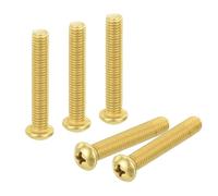 sourcing map Lot de 12 vis à métaux en laiton M5 x 30 mm Phillips à tête cylindrique pour meubles, matériel de bureau, électronique, ton laiton