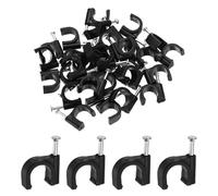 sourcing map Lot de 120 clips de câble avec clou de 10 mm ID circulaire simple demi-collier de serrage en J avec clous pour fils sur le mur pour Ethernet, punaises, coaxial, tuyau Pex, support de