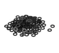 sourcing map Lot de 120 rondelles plates M4 en nylon - 4 mm x 8 mm x 1 mm d'épaisseur - Œillets unis en plastique - Noir