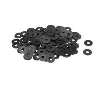sourcing map Lot de 120 rondelles plates M5 en nylon - 5 mm x 15 mm x 15 mm x 1 mm d'épaisseur - Œillets unis en plastique - Noir