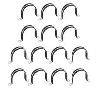 sourcing map Lot de 14 colliers de serrage de 74 mm en acier inoxydable 304 avec revêtement en caoutchouc rembourré isolé à 2 trous pour tuyaux et tuyaux - Noir
