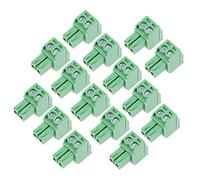 sourcing map Lot de 15 connecteurs de borniers à angle plat AC 300 V 8 A 3,5 mm 2P Vert