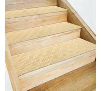 sourcing map Lot de 15 marches d'escalier antidérapantes pour marches en bois, 20,3 x 76,2 cm, lavables et réutilisables pour personnes âgées, beige diamant