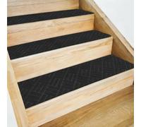 sourcing map Lot de 15 marches d'escalier antidérapantes pour marches en bois, 20,3 x 76,2 cm, lavables et réutilisables pour personnes âgées, rayures noires
