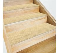 sourcing map Lot de 15 marches d'escalier antidérapantes pour marches en bois, 20,3 x 76,2 cm, lavables et réutilisables pour personnes âgées, rayures beiges