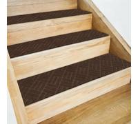 sourcing map Lot de 15 marches d'escalier antidérapantes pour marches en bois, 20,3 x 76,2 cm, lavables et réutilisables pour personnes âgées, rayures marron