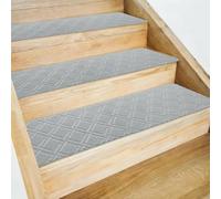sourcing map Lot de 15 marches d'escalier antidérapantes pour marches en bois, 20,3 x 76,2 cm, lavables et réutilisables pour personnes âgées, gris clair diamant