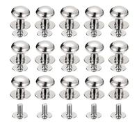 sourcing map Lot de 15 rivets à tête sphérique à vis arrière de 10 mm pour loisirs créatifs, cuir, sac à main, ceinture, argenté