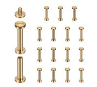 sourcing map Lot de 15 rivets Chicago M4 x 22 mm de diamètre 8 mm Doré | Vis à tête plate en laiton, boulons rivets de liaison, pour ceinture en cuir, sac, artisanat, reliure