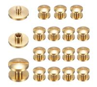 sourcing map Lot de 15 rivets Chicago M4 x 4 mm de diamètre 10 mm Doré | Vis à tige en laiton bombé, rivets de liaison, pour ceinture en cuir, sac, artisanat, reliure de livres