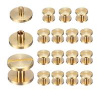 sourcing map Lot de 15 rivets Chicago M4 x 4 mm de diamètre 12 mm Doré | Vis à tête plate en laiton, boulons rivets de liaison, pour ceinture en cuir, sac, artisanat, reliure