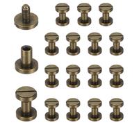 sourcing map Lot de 15 rivets Chicago M4 x 7 mm de diamètre 8 mm Bronze | Vis à tête plate en laiton, boulons rivets de liaison, pour ceinture en cuir, sac, artisanat, reliure