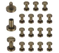 sourcing map Lot de 15 rivets Chicago M4 x 8 mm de diamètre 8 mm Bronze | Vis à tête plate en laiton, boulons rivets de liaison, pour ceinture en cuir, sac, artisanat, reliure