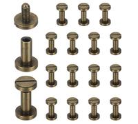 sourcing map Lot de 15 rivets Chicago M4 x 9 mm de diamètre 8 mm Bronze | Vis à tête plate en laiton, boulons rivets de liaison, pour ceinture en cuir, sac, artisanat, reliure