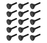 sourcing map Lot de 15 vis moletées M6 x 30 mm, vis moletées à tête plate en acier noir plaqué zinc, boulons à tête moletée métriques avec boutons de préhension à l'épaule, attaches filetées serrées à