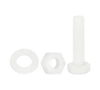 sourcing map Lot de 150 boulons hexagonaux en nylon, M6 x 25 mm, vis et écrous à tête hexagonale entièrement filetés avec rondelles plates pour machines électroniques et accessoires industriels, blanc