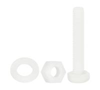 sourcing map Lot de 150 boulons hexagonaux en nylon, M6 x 35 mm, vis et écrous à tête hexagonale entièrement filetés avec rondelles plates pour machines électroniques et accessoires industriels, blanc