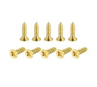 sourcing map Lot de 150 vis à bois en laiton, M4 x 16 mm, connecteur Phillips à tête plate auto-taraudeuse pour charnières de porte, meubles en bois, appareils ménagers