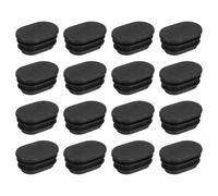 sourcing map Lot de 16 bouchons ovales en plastique - 3 x 2 cm - Embouts de tube en caoutchouc pour pieds de chaise, tuyaux métalliques et meubles - Noir