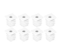 sourcing map Lot de 16 tubes carrés 19 x 19 mm - Housse de chaise en polypropylène avec filetage M6, insert fileté pour pieds de meubles, bouchons réglables pour pieds de chaise (blanc)