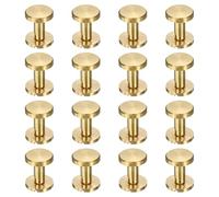 sourcing map Lot de 16 vis Chicago en laiton de 14 mm de hauteur, à tête plate, rivets de liaison, rivets de fixation pour bricolage, cuir, ceinture, sac à main