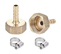 sourcing map Lot de 2 adaptateurs de raccord de tuyau cannelé en laiton 6 mm x G3/8 femelle avec collier de serrage de 6 à 12 mm