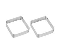 sourcing map Lot de 2 anneaux à gâteau perforés carrés en acier inoxydable de 6 cm pour tartelettes antiadhésives et polies pour gâteaux, mousses, desserts, fruits