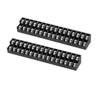 sourcing map Lot de 2 borniers 16 positions à double rangée, 23,5 mm x 136 mm, 300 V 15 A, pas de 8,5 mm PA66 pour fil 22-12 AWG, noir
