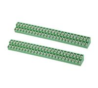 sourcing map Lot de 2 borniers 24 positions à double rangée, 23,5 mm x 205 mm, 300 V 15 A, pas de 8,5 mm, PA66 pour câble de 22 à 12 AWG, vert