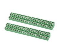 sourcing map Lot de 2 borniers à 20 positions à double rangée, 23,5 mm x 170 mm, 300 V 15 A, pas de 8,5 mm, PA66 pour câble de 22 à 12 AWG, vert