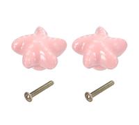 sourcing map Lot de 2 boutons de placard décoratifs en céramique avec vis de montage M4 x 25 mm, pour porte, tiroir, placard, bibliothèque, rose clair