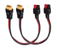 sourcing map Lot de 2 câbles d'extension XT60 300 VDC XT60 mâle vers connecteur de batterie unipolaire rouge et noir pour batterie télécommandée, station d'alimentation portable, panneau solaire